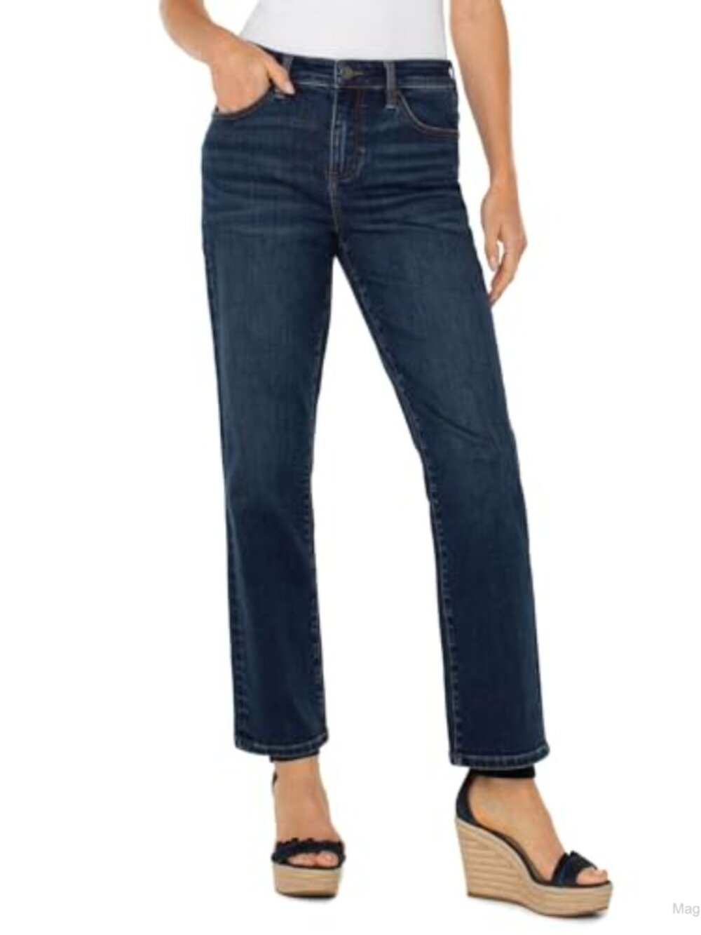 Mid Rise Non-Skinny Skinny Jeans Straight Leg Stretch Denim Casual